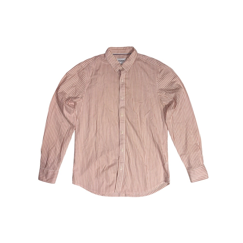 PULL&BEAR Button Down Shirt Mens Medium Peach Striped Long Sleeve Casual Cotton